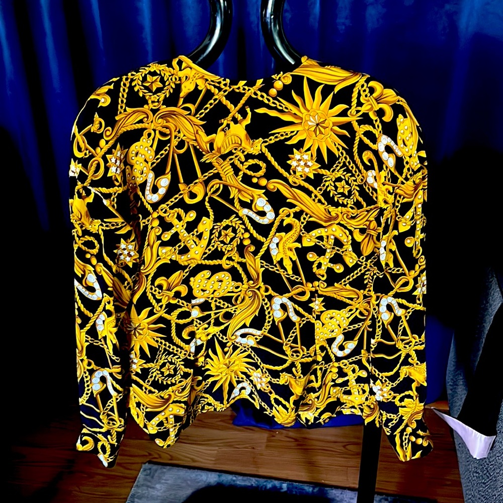 Blouse Dana Buschman Silk Gold and Black Versacish  Size 8